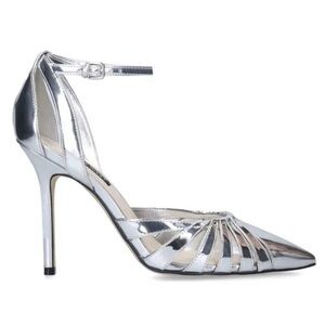 ✨🌙 Nine West Shiny Silver Pointed Heels | Glam + Sleek Statement 👠💫